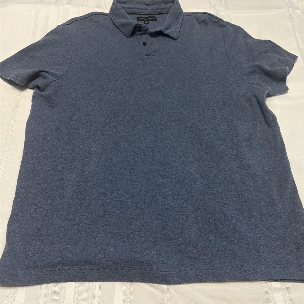 Banana Republic Mens XL Blue Heather Cotton Short Sleeve Polo Shirt 1588968